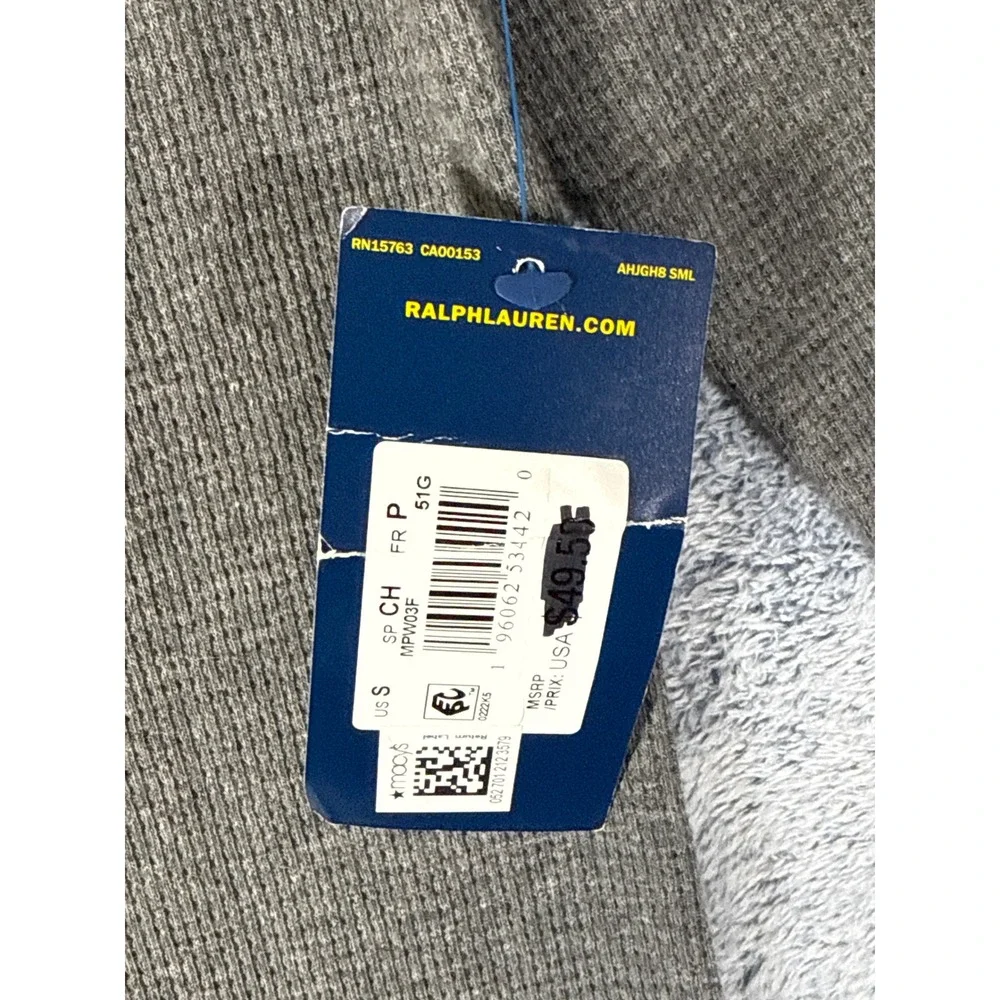 Polo Ralph Lauren Mens Gray Waffle Knit Thermal Sleepwear Shirt S MPW03F